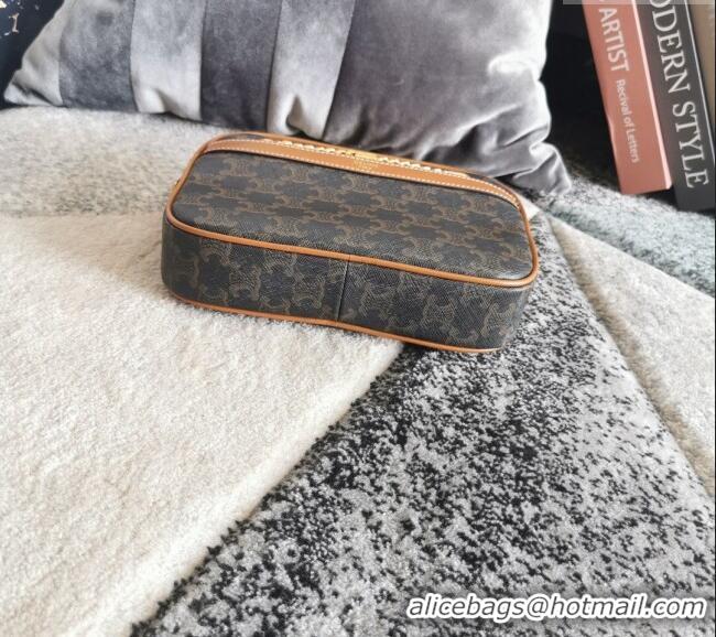 Original Cheap Celine Patapans Small Bag in Triomphe Canvas and Calfskin 196252 Brown 2024