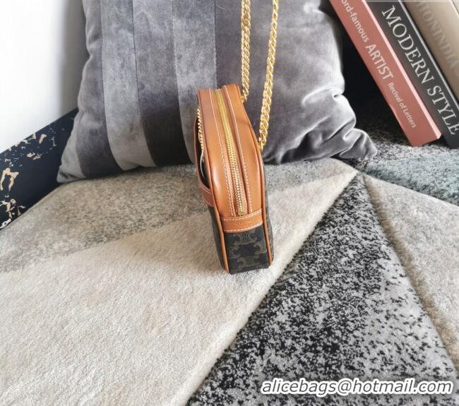 Original Cheap Celine Patapans Small Bag in Triomphe Canvas and Calfskin 196252 Brown 2024