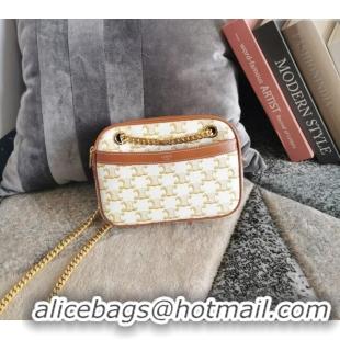 New Fashion Celine Patapans Small Bag in Triomphe Canvas and Calfskin 196252 White 2024
