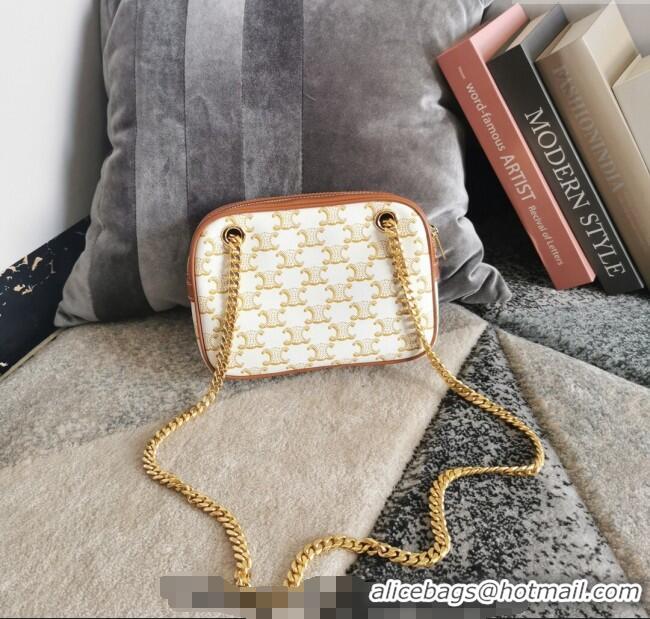 New Fashion Celine Patapans Small Bag in Triomphe Canvas and Calfskin 196252 White 2024