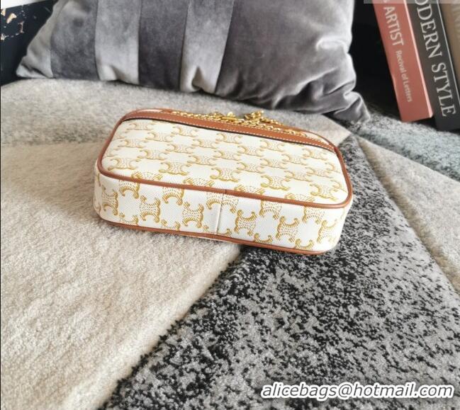 New Fashion Celine Patapans Small Bag in Triomphe Canvas and Calfskin 196252 White 2024