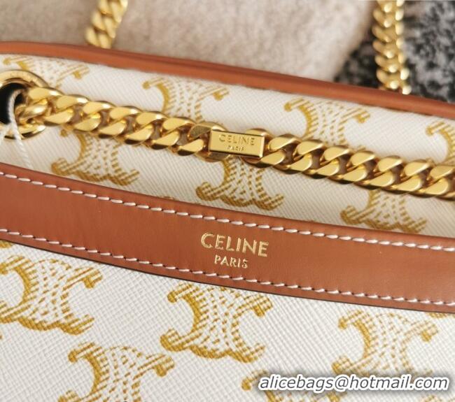 New Fashion Celine Patapans Small Bag in Triomphe Canvas and Calfskin 196252 White 2024