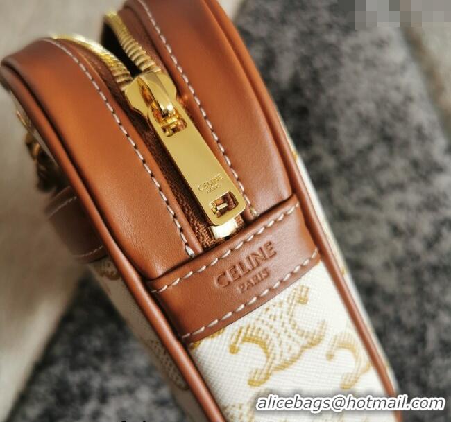 New Fashion Celine Patapans Small Bag in Triomphe Canvas and Calfskin 196252 White 2024