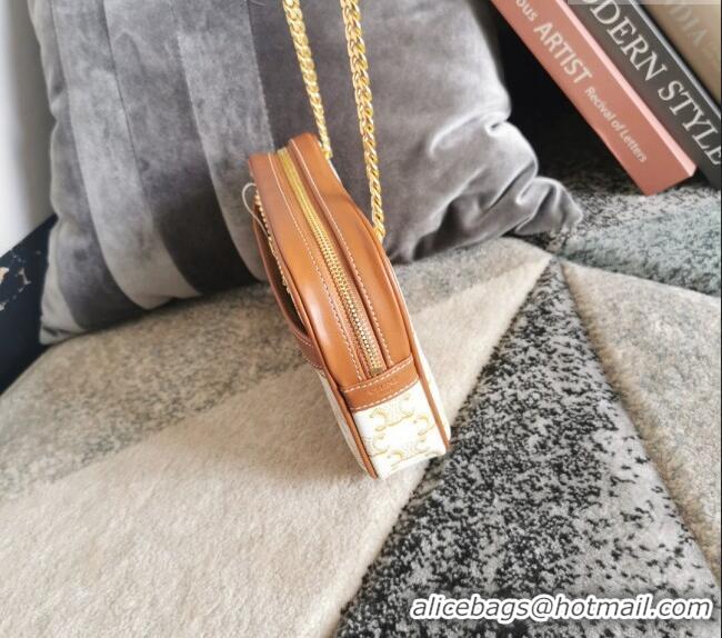 New Fashion Celine Patapans Small Bag in Triomphe Canvas and Calfskin 196252 White 2024