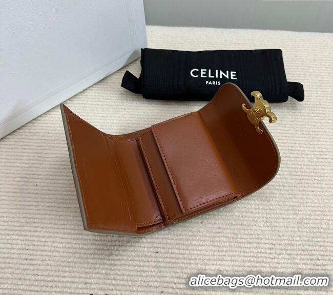 Original Cheap Celine Small Wallet in Triomphe Canvas 10D782 Beige Grey 2024