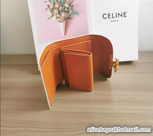 Modern Classic Celine Small Wallet in Triomphe Canvas 10D782 White 2024
