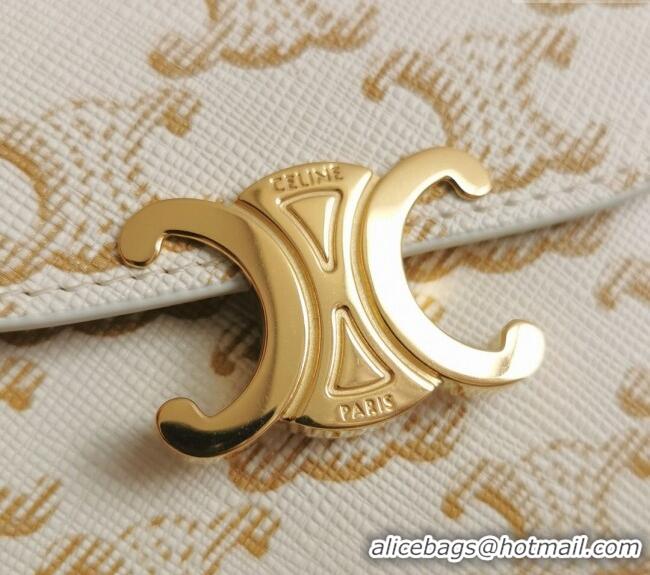 Modern Classic Celine Small Wallet in Triomphe Canvas 10D782 White 2024