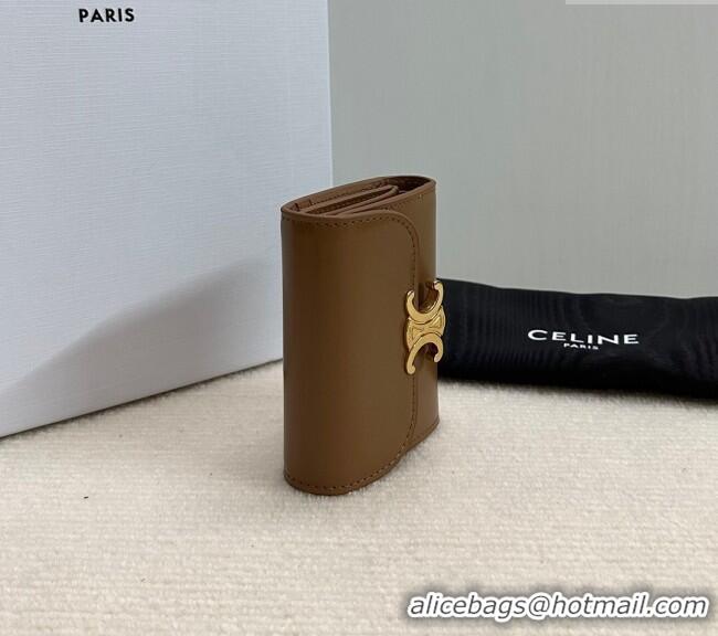 Cheap Classic Celine Small Wallet in Shiny Calfskin 10D783 Bronze 2024
