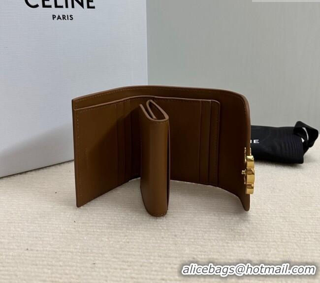 Cheap Classic Celine Small Wallet in Shiny Calfskin 10D783 Bronze 2024