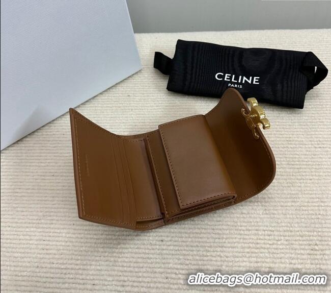 Cheap Classic Celine Small Wallet in Shiny Calfskin 10D783 Bronze 2024
