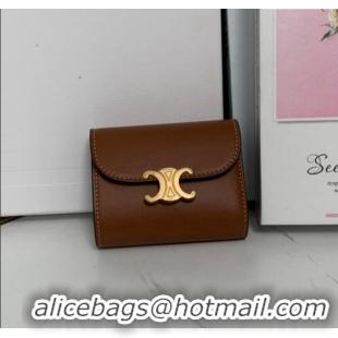 Grade Quality Celine Small Wallet in Calfskin 10D783 Brown 2024