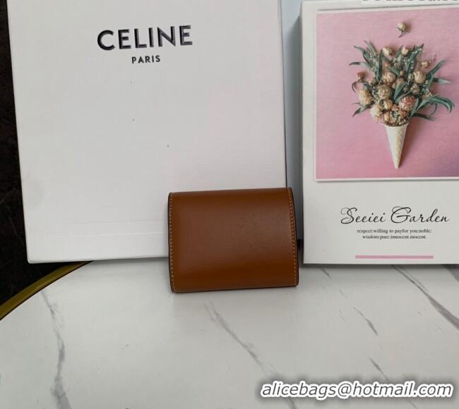 Grade Quality Celine Small Wallet in Calfskin 10D783 Brown 2024