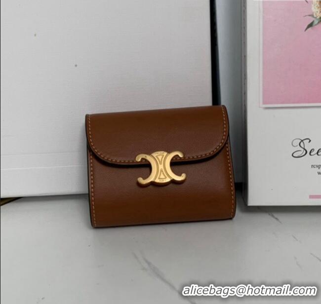 Grade Quality Celine Small Wallet in Calfskin 10D783 Brown 2024
