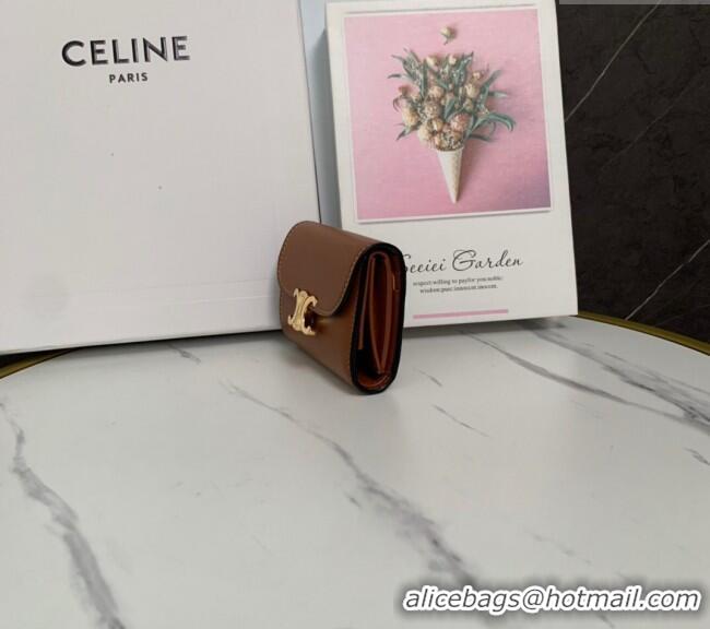 Grade Quality Celine Small Wallet in Calfskin 10D783 Brown 2024
