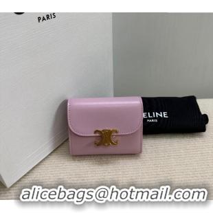 Fashion Discount Celine Small Wallet in Shiny Calfskin 10D783 Pink 2024