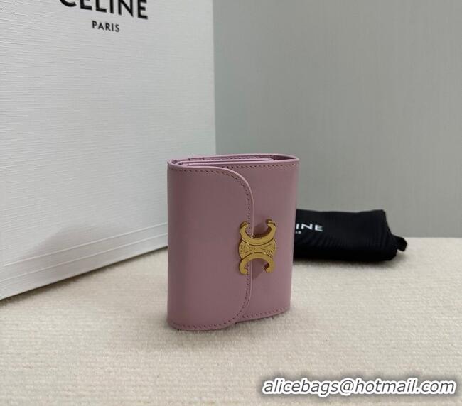 Fashion Discount Celine Small Wallet in Shiny Calfskin 10D783 Pink 2024