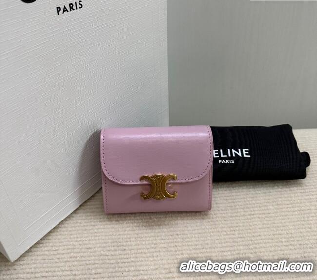 Fashion Discount Celine Small Wallet in Shiny Calfskin 10D783 Pink 2024