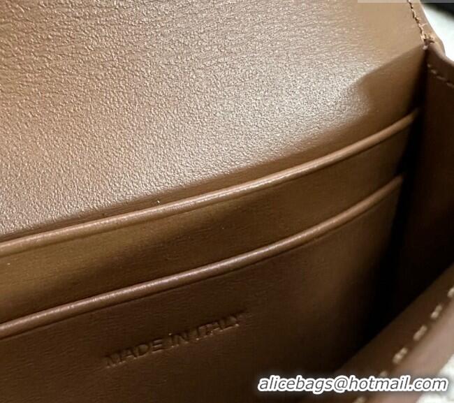 Top Quality Celine Card Holder Wallet with Flap Triomphe in Shiny Calfskin 10D583 Bronze 2024