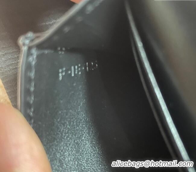 Top Grade Celine Card Holder Wallet with Flap Triomphe in Shiny Calfskin 10D583 Black 2024