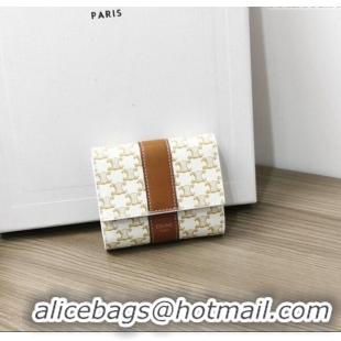 Grade Design Celine Small Trifold Wallet in Triomphe Canvas 10D572 White 2024