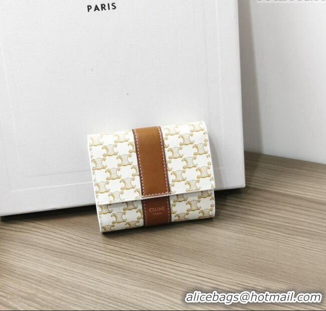 Grade Design Celine Small Trifold Wallet in Triomphe Canvas 10D572 White 2024