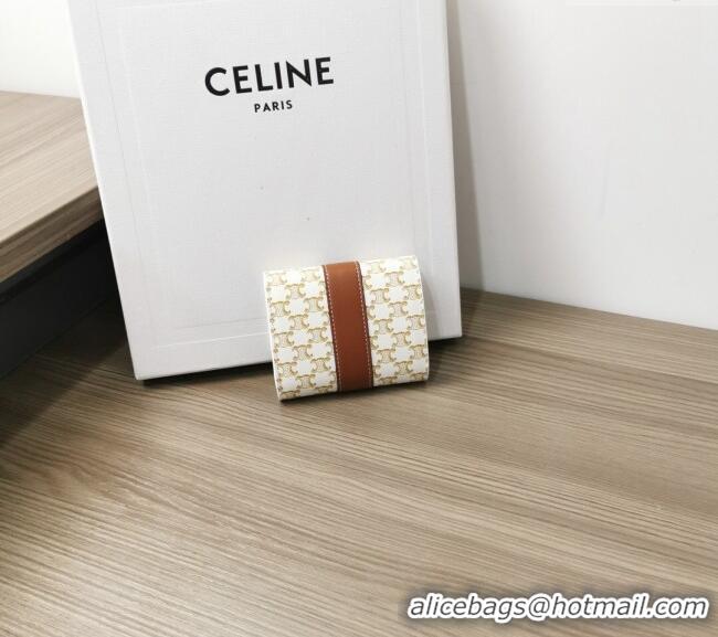 Grade Design Celine Small Trifold Wallet in Triomphe Canvas 10D572 White 2024