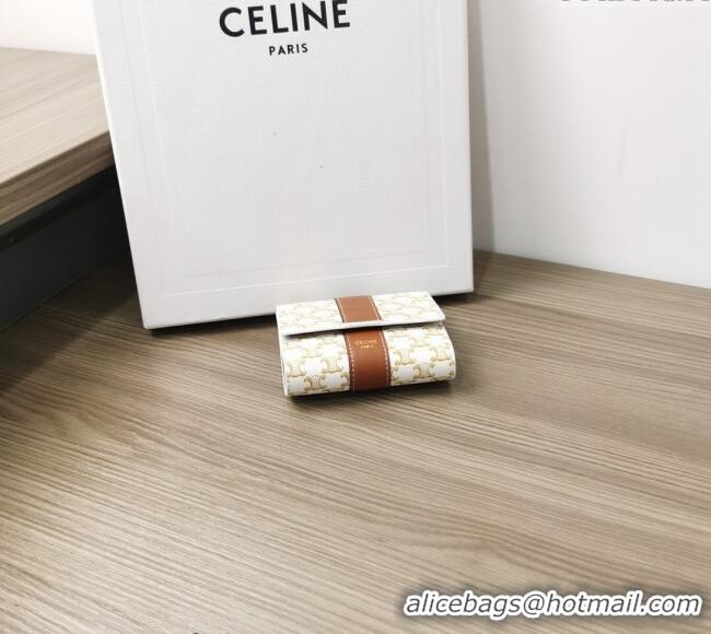 Grade Design Celine Small Trifold Wallet in Triomphe Canvas 10D572 White 2024