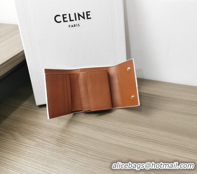Grade Design Celine Small Trifold Wallet in Triomphe Canvas 10D572 White 2024