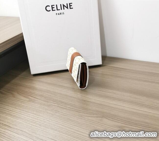 Grade Design Celine Small Trifold Wallet in Triomphe Canvas 10D572 White 2024