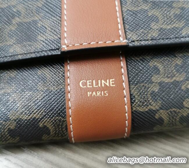 Spot Bulk Celine Small Trifold Wallet in Triomphe Canvas 10D572 Brown 2024