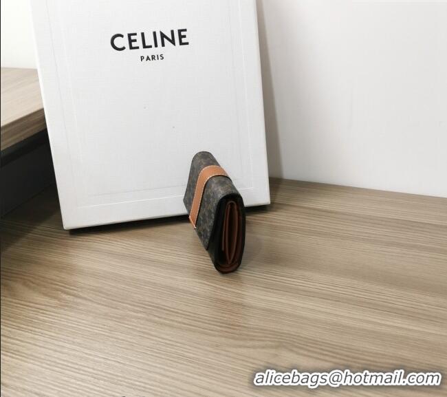 Spot Bulk Celine Small Trifold Wallet in Triomphe Canvas 10D572 Brown 2024
