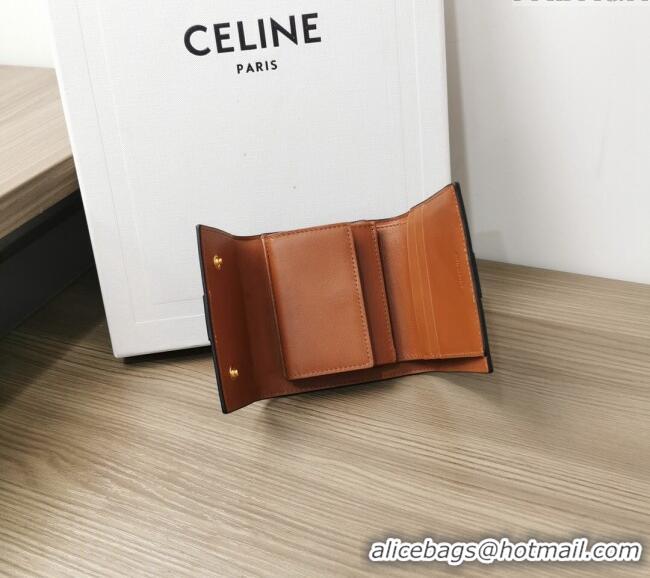 Spot Bulk Celine Small Trifold Wallet in Triomphe Canvas 10D572 Brown 2024