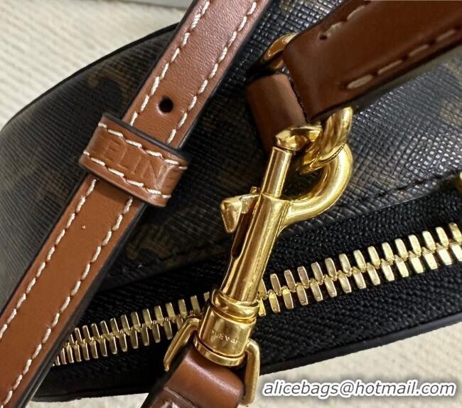 Top Grade Celine Half Moon Case in Triomphe Canvas 10K642 Brown 2024