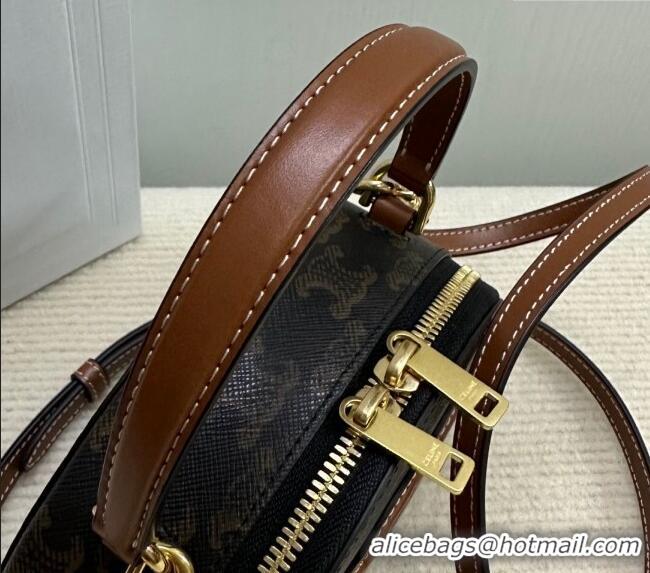 Top Grade Celine Half Moon Case in Triomphe Canvas 10K642 Brown 2024