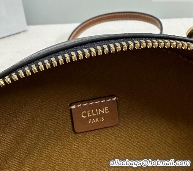 Top Grade Celine Half Moon Case in Triomphe Canvas 10K642 Brown 2024