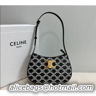 Buy Discount Celine Medium Tilly Bag in Triomphe Canvas and Calfskin 115702 Black 2024
