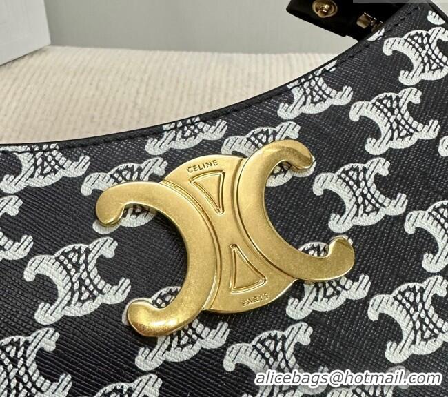 Buy Discount Celine Medium Tilly Bag in Triomphe Canvas and Calfskin 115702 Black 2024