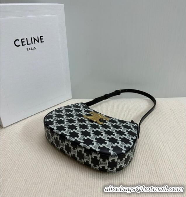 Buy Discount Celine Medium Tilly Bag in Triomphe Canvas and Calfskin 115702 Black 2024
