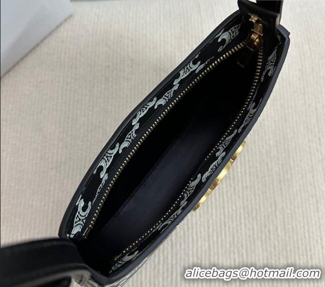 Buy Discount Celine Medium Tilly Bag in Triomphe Canvas and Calfskin 115702 Black 2024