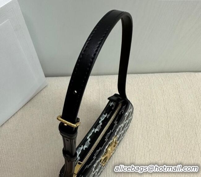 Buy Discount Celine Medium Tilly Bag in Triomphe Canvas and Calfskin 115702 Black 2024