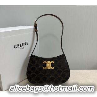 Grade Quality Celine Medium Tilly Bag in Triomphe Canvas and Calfskin 115702 Brown 2024