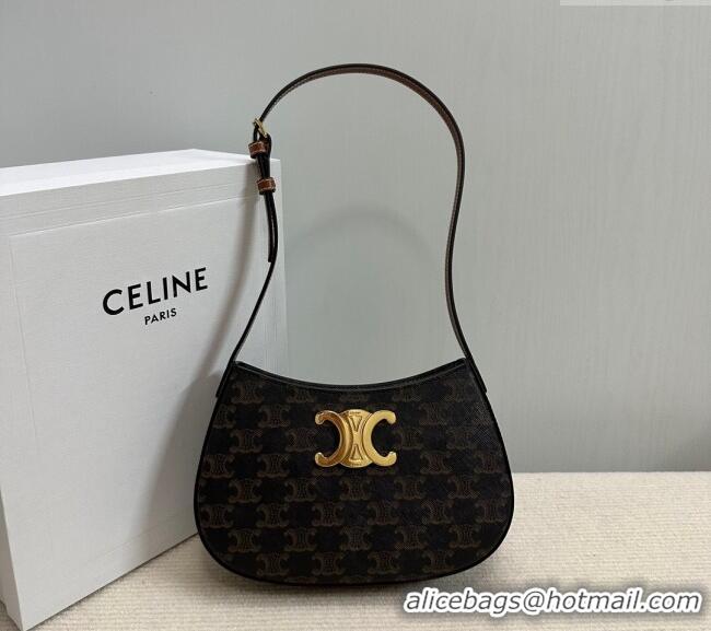 Grade Quality Celine Medium Tilly Bag in Triomphe Canvas and Calfskin 115702 Brown 2024