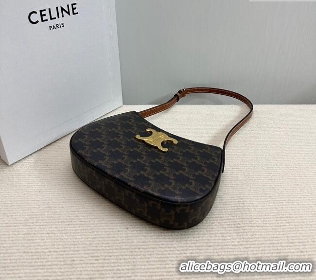Grade Quality Celine Medium Tilly Bag in Triomphe Canvas and Calfskin 115702 Brown 2024