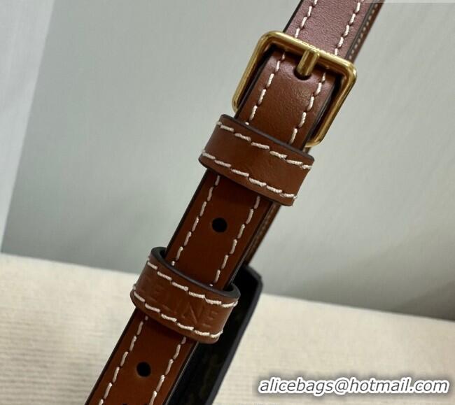 Grade Quality Celine Medium Tilly Bag in Triomphe Canvas and Calfskin 115702 Brown 2024