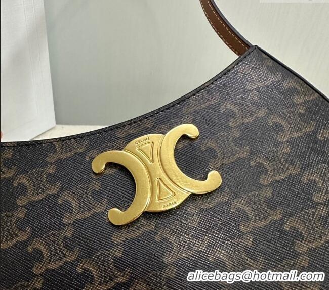 Grade Quality Celine Medium Tilly Bag in Triomphe Canvas and Calfskin 115702 Brown 2024