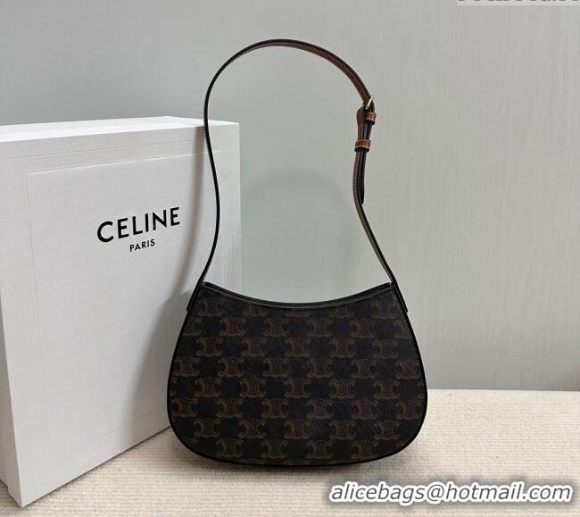 Grade Quality Celine Medium Tilly Bag in Triomphe Canvas and Calfskin 115702 Brown 2024