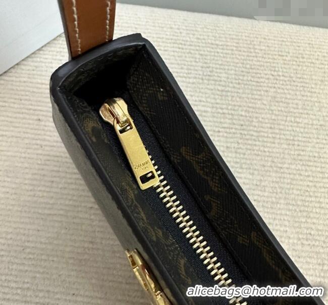 Grade Quality Celine Medium Tilly Bag in Triomphe Canvas and Calfskin 115702 Brown 2024