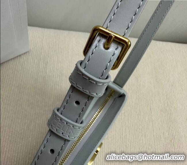 Unique Grade Celine Medium Tilly Bag in Shiny Calfskin 115702 Light Grey 2024