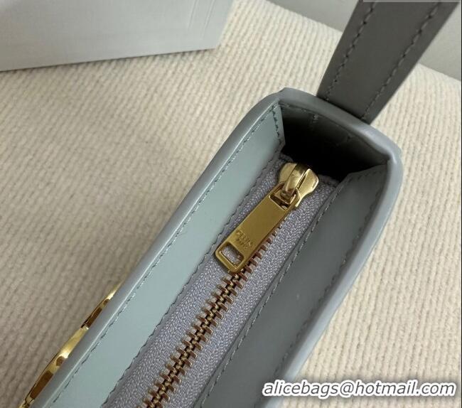 Unique Grade Celine Medium Tilly Bag in Shiny Calfskin 115702 Light Grey 2024