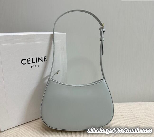 Unique Grade Celine Medium Tilly Bag in Shiny Calfskin 115702 Light Grey 2024
